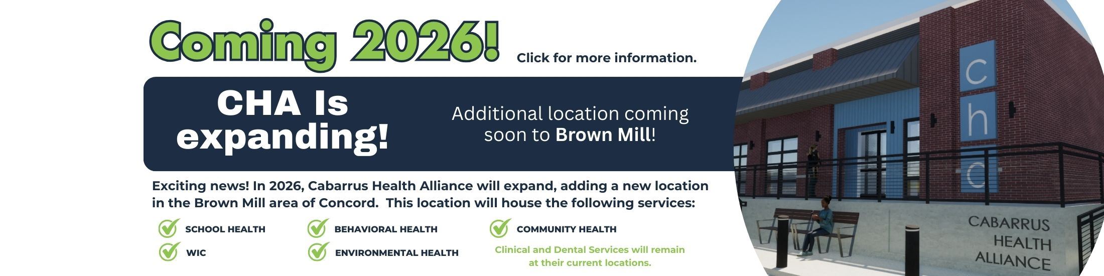 CHA is adding a new location in 2026. Click for more information.